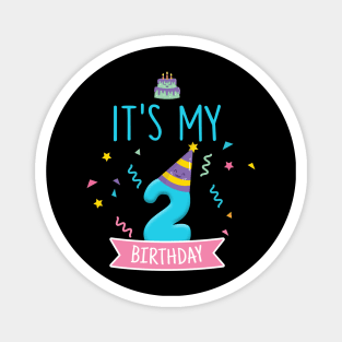 Kids Sweet donut It's My 2nd Birthday Shirt 2 Years Old Gift Magnet